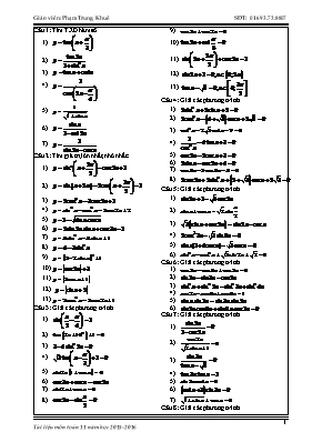 Tài liệu môn Toán 11 - Chương Lượng giác